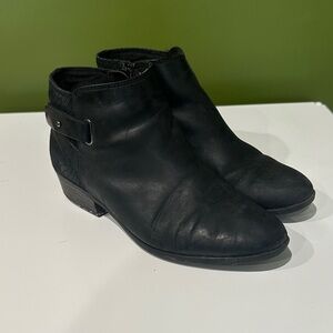 Clarks Women's Black Ankle Booties with Snakeskin Detail